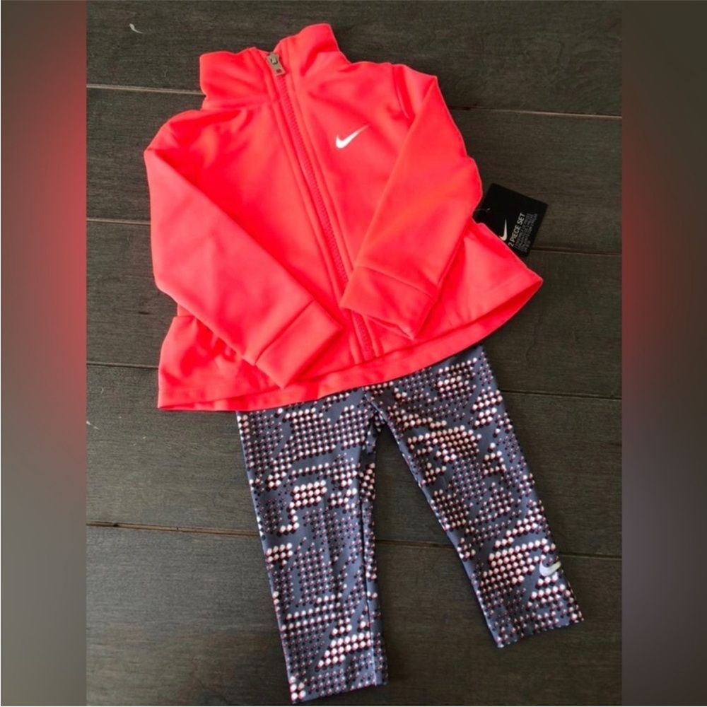Nike pink Jacket and Patterned Leggings Set